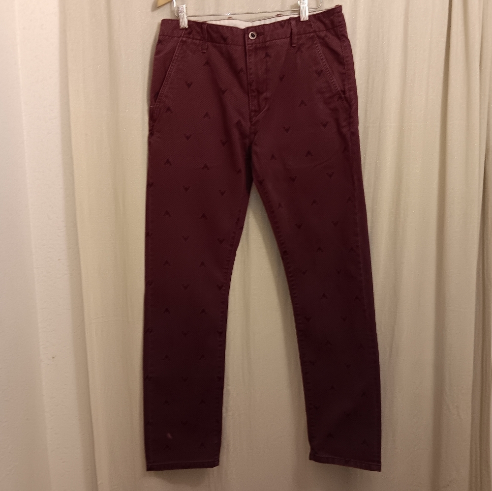 LEVI'S Burgandy Flat Front Printed Chino Pants Mens Size 32x32